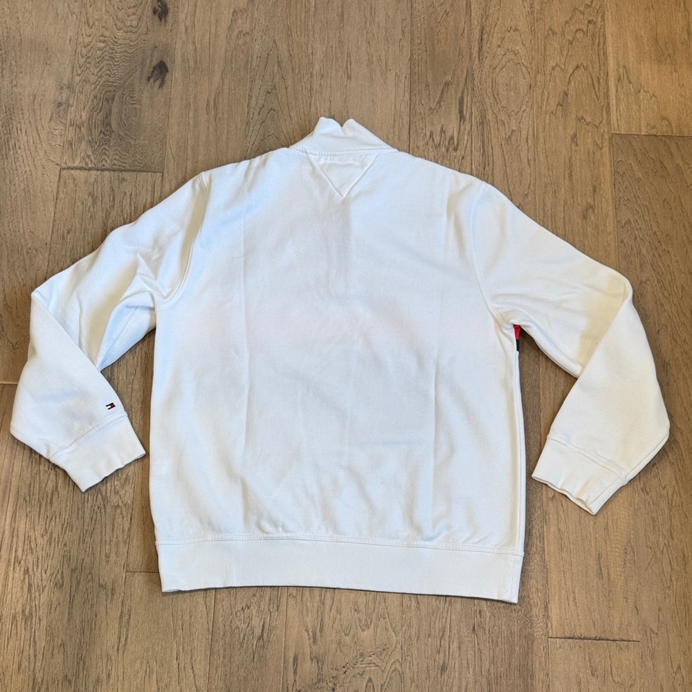 Tommy Hilfiger White Zip-Up Sweater with Red and Black Stripes - Picture 5 of 12